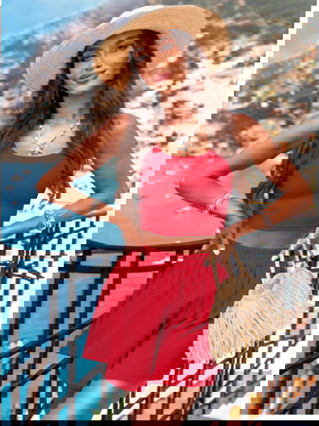 Malinowy prążkowany komplet... 2