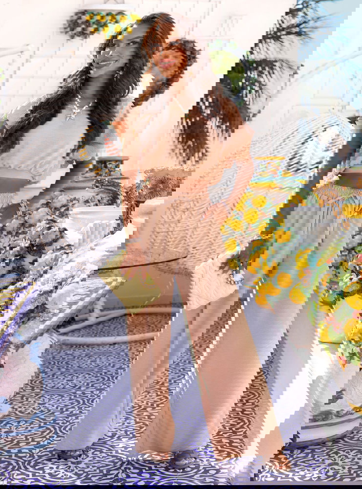 Beżowy komplet top + spodnie Sveva