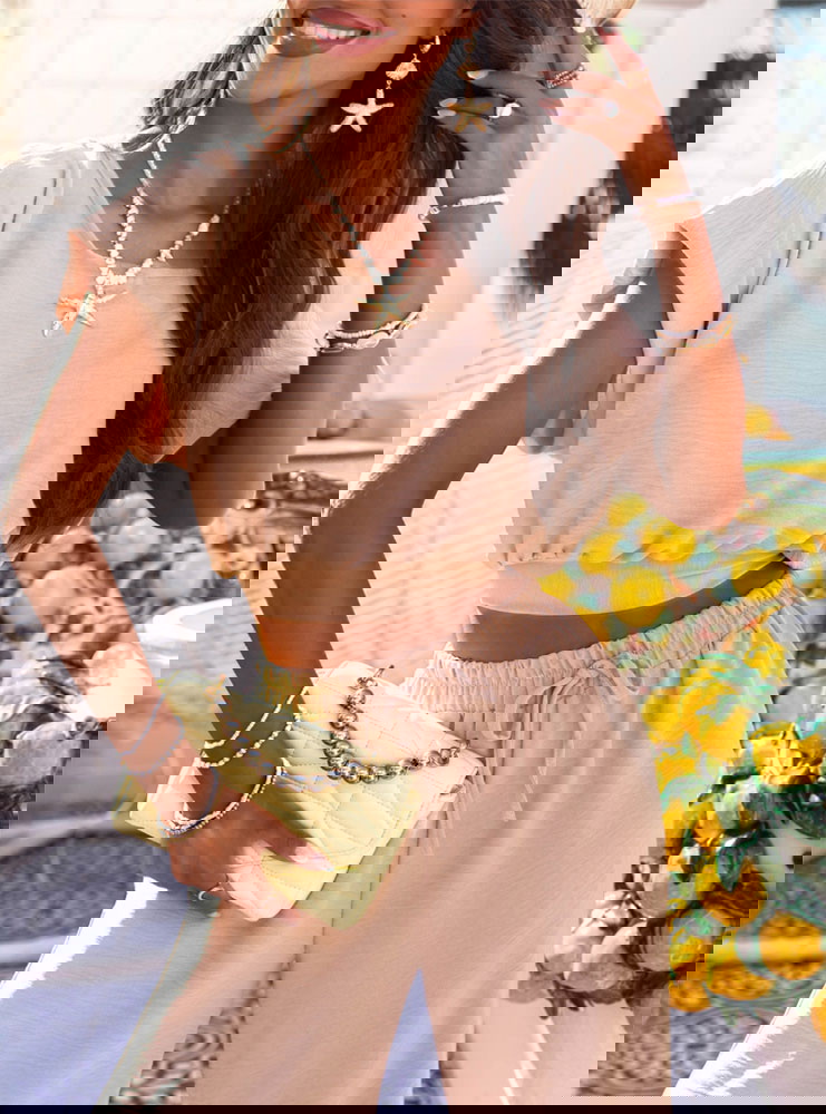 Beżowy komplet top + spodnie Sveva