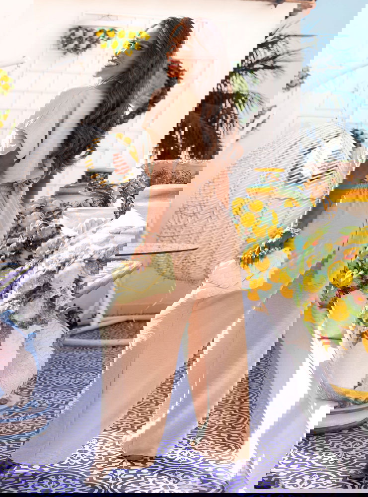 Beżowy komplet top + spodnie Sveva