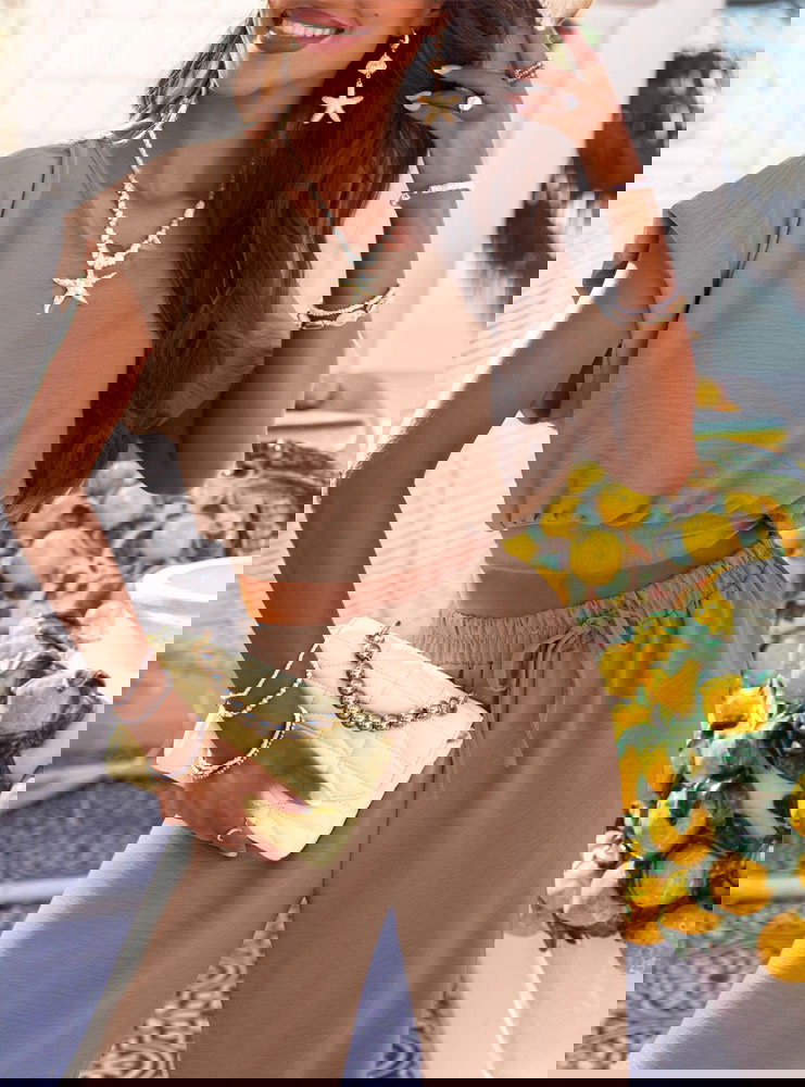 Komplet top + spodnie Sveva - mocha...