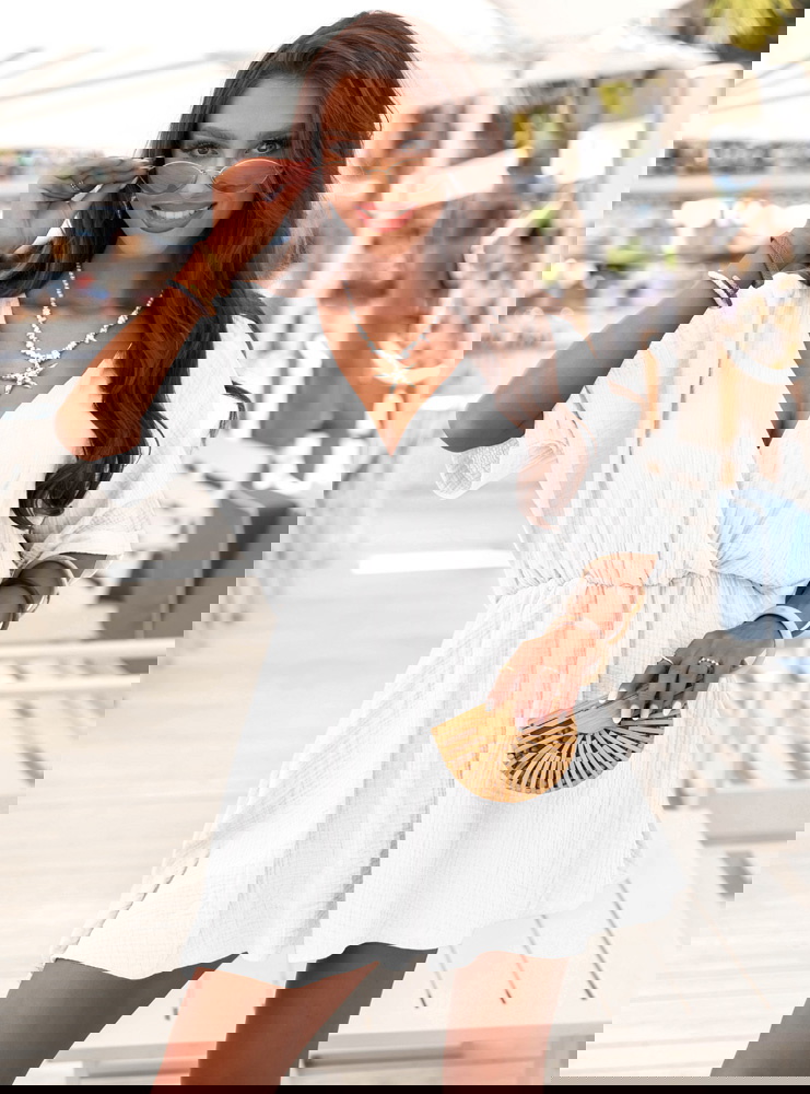 Biały muślinowy kombinezon z...