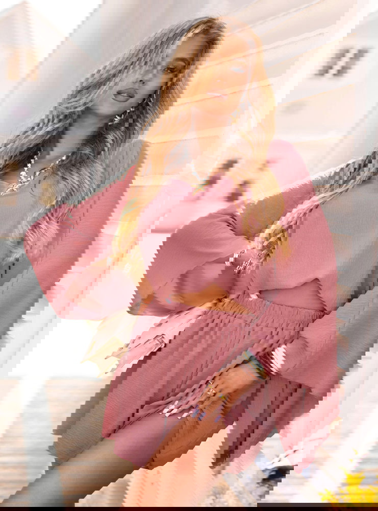 Komplet top i szorty Libia - brudny róż