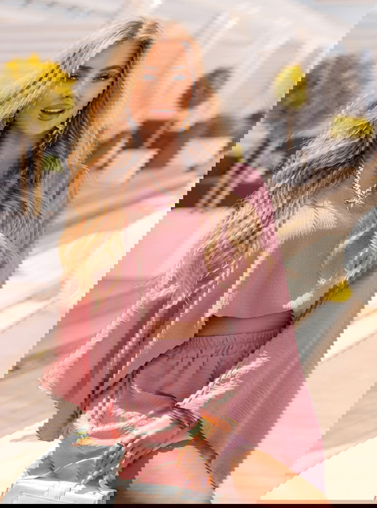 Komplet top i szorty Libia - brudny róż