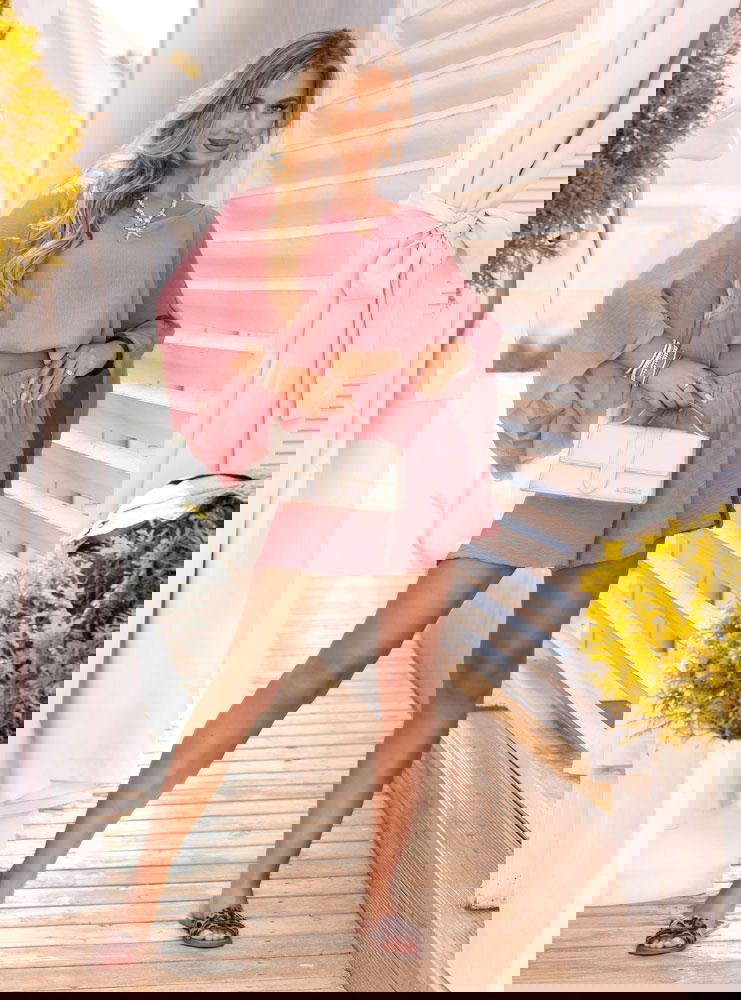 Komplet top i szorty Libia - brudny róż