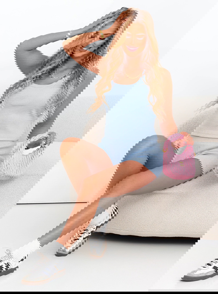 Błękitny komplet top ze spodenkami Goro