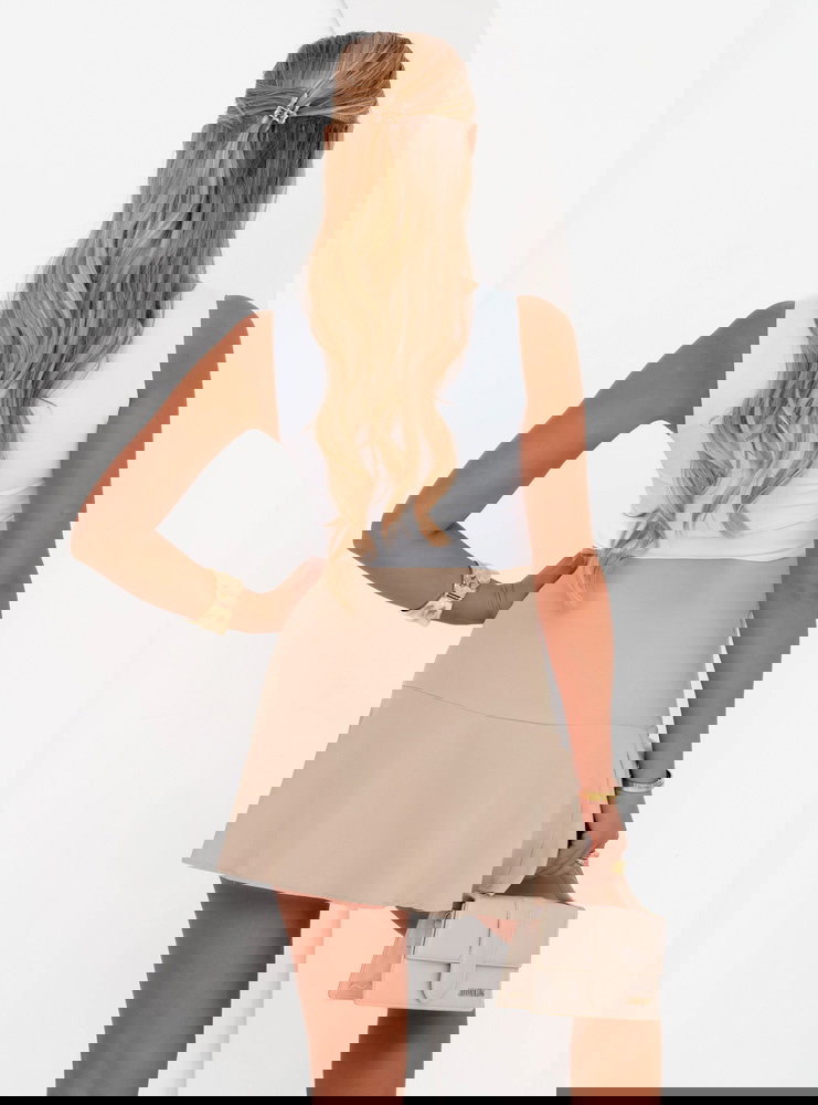 Beżowa rozkloszowana spódniczka mini...