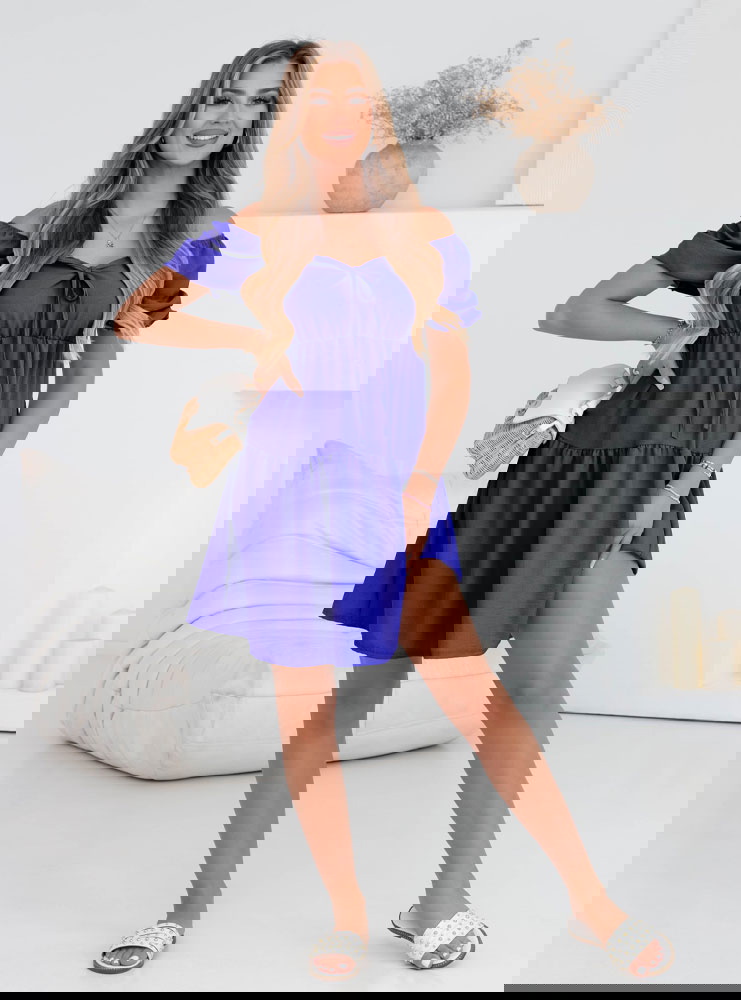 Chabrowa sukienka mini z wiązanym...