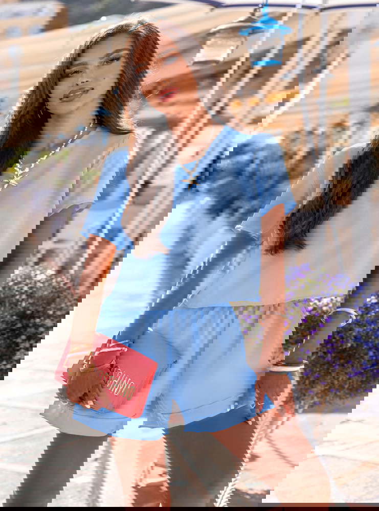 Błękitny komplet koszulka i szorty Tamo