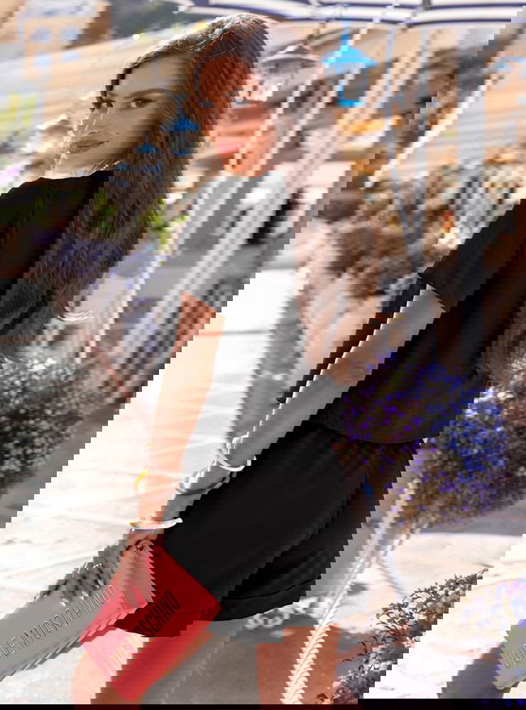 Czarny komplet koszulka i szorty Tamo