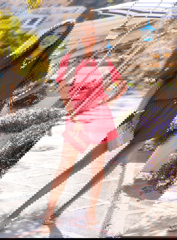 Malinowy komplet koszulka i szorty Tamo