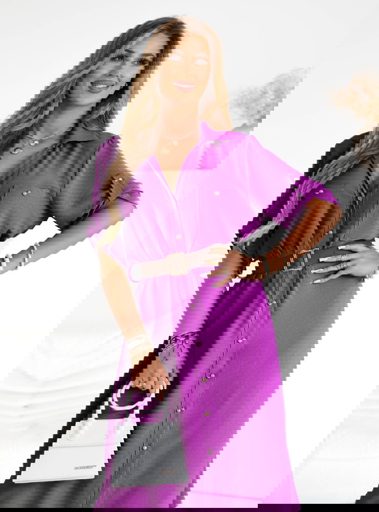 Sukienka midi z paskiem Jorien - fuksja