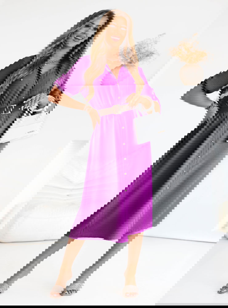 Sukienka midi z paskiem Jorien - fuksja