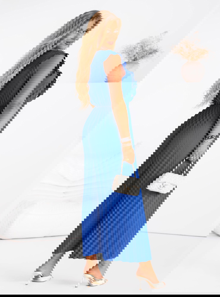 Niebieski plisowany kombinezon z...