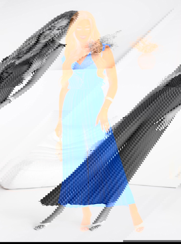 Niebieski plisowany kombinezon z...