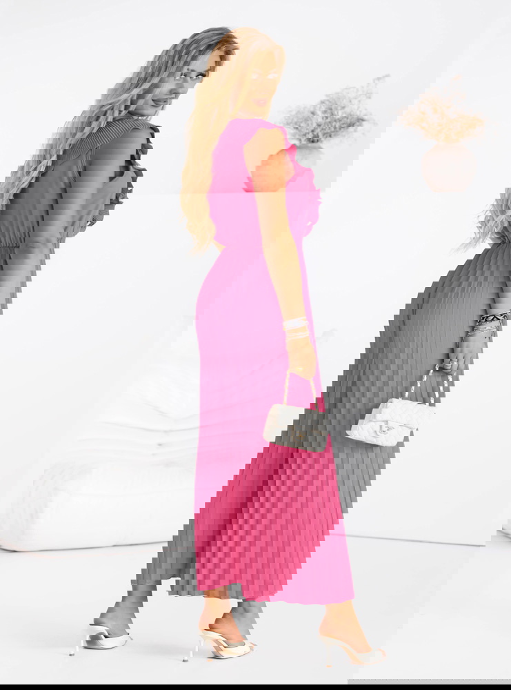 Różowy plisowany kombinezon z...