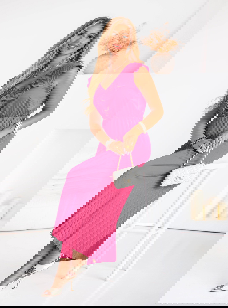 Różowy plisowany kombinezon z...