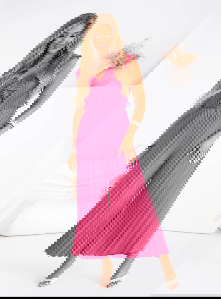 Różowy plisowany kombinezon z...