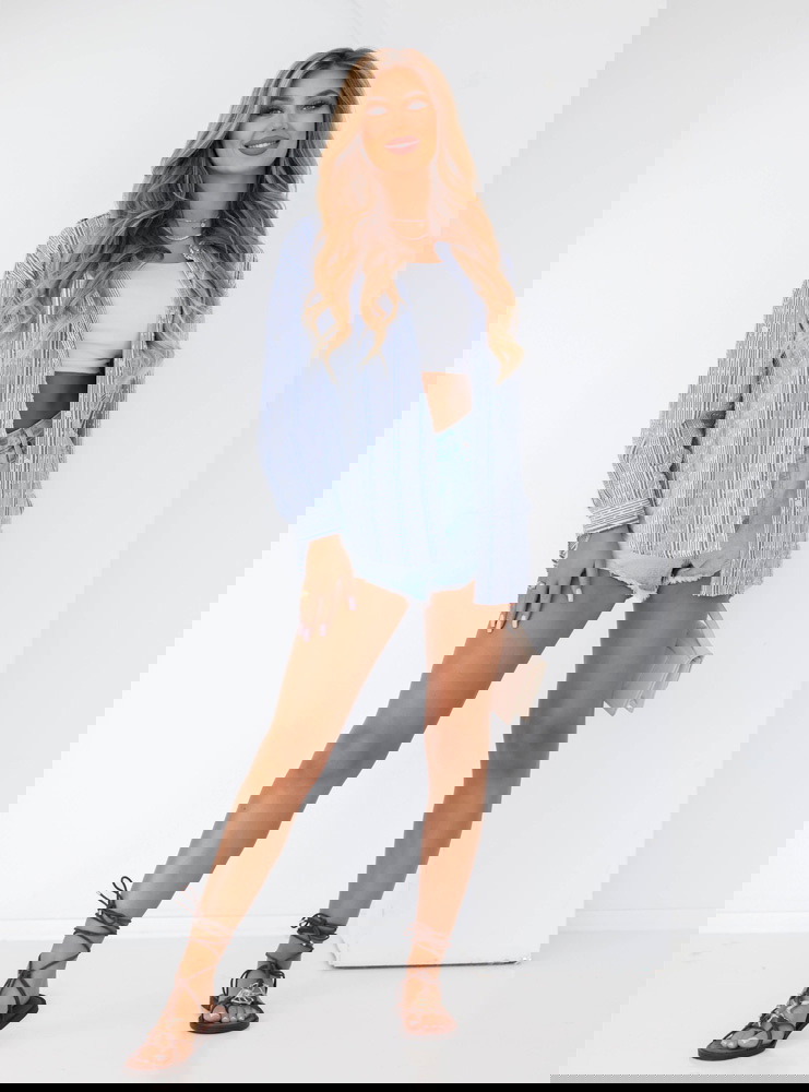 Granatowa koszula w paski Tianes