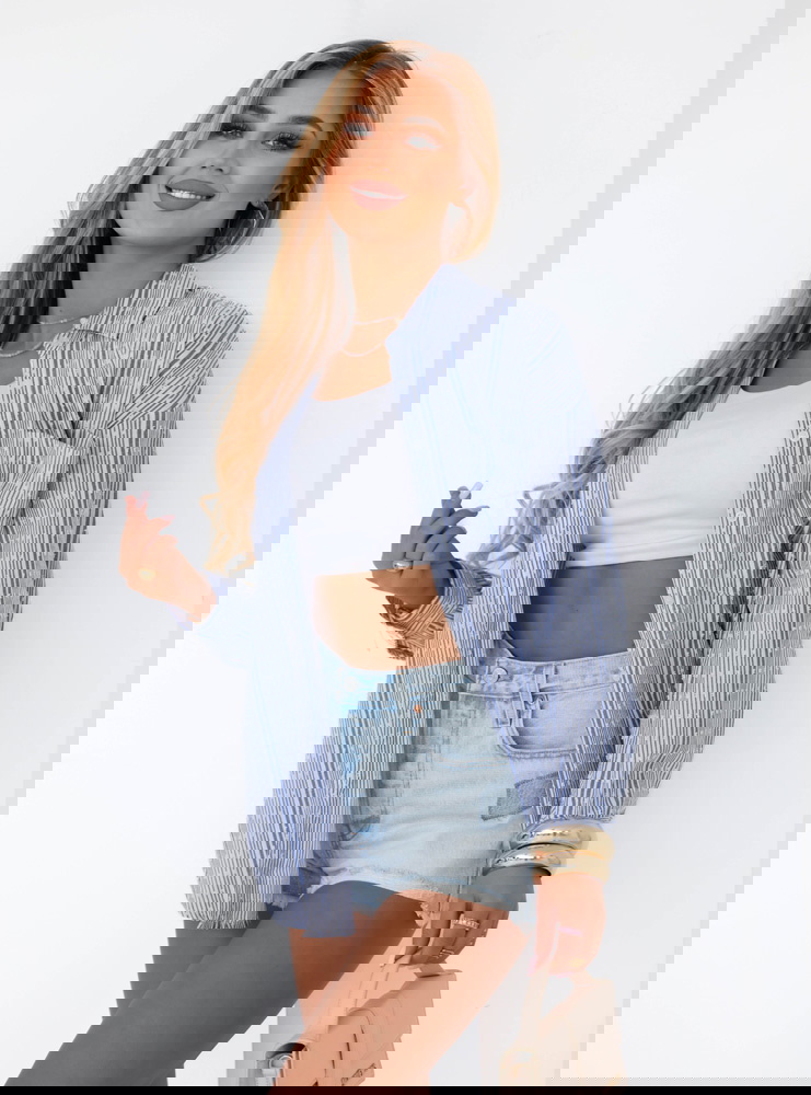 Granatowa koszula w paski Tianes