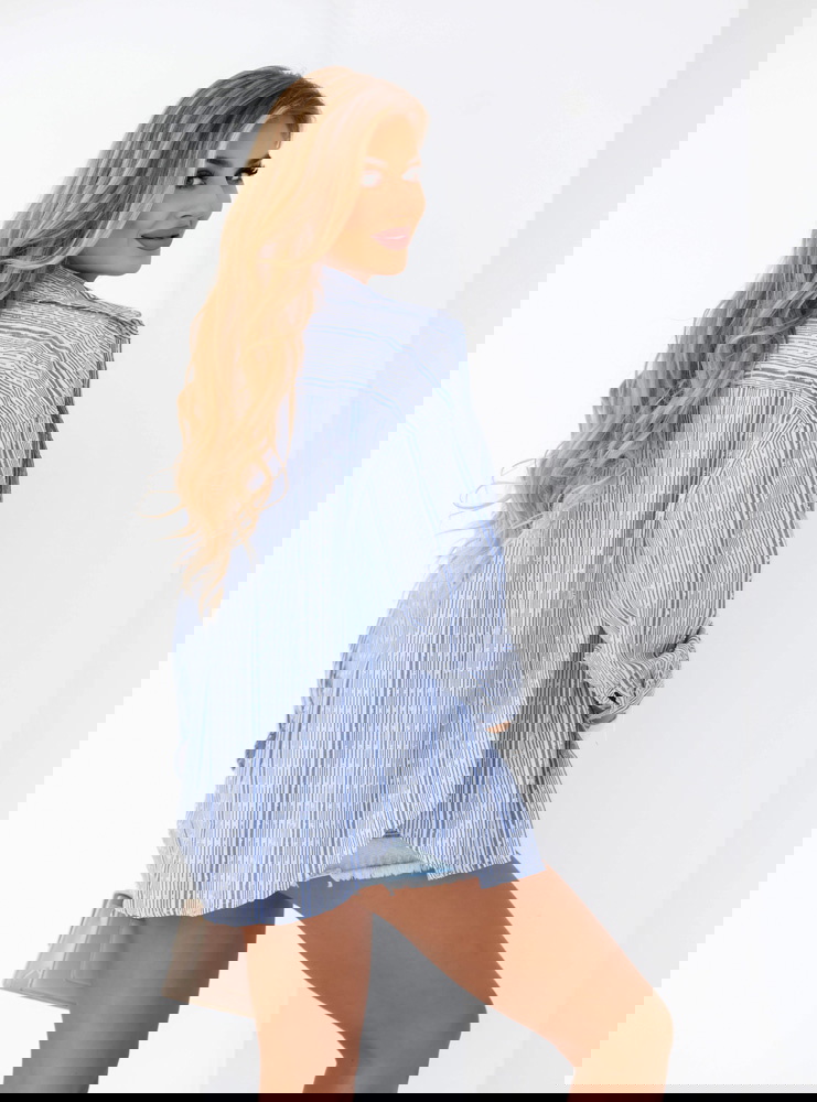 Granatowa koszula w paski Tianes