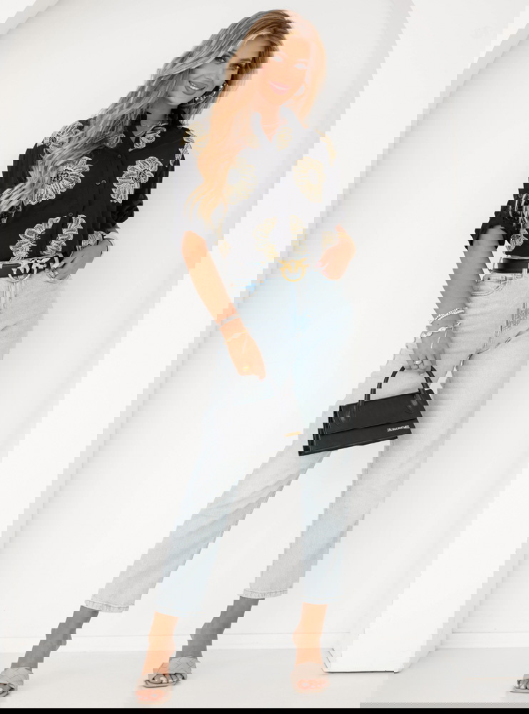 Czarna koszula w kwiaty Laurelei