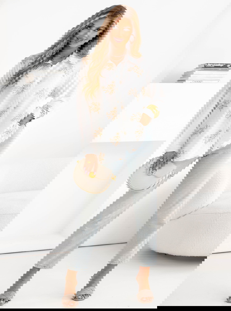 Koszula z haftem Klenie - mocha mousse