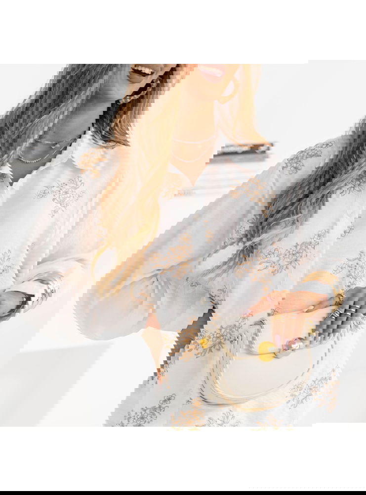 Koszula z haftem Klenie - mocha mousse