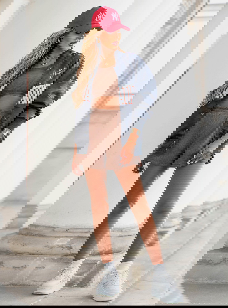 Prążkowany komplet top i spodenki...