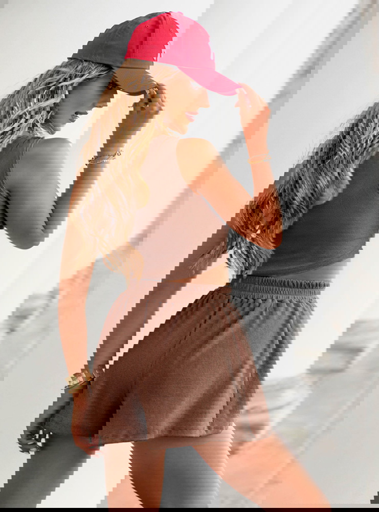 Prążkowany komplet top i spodenki...