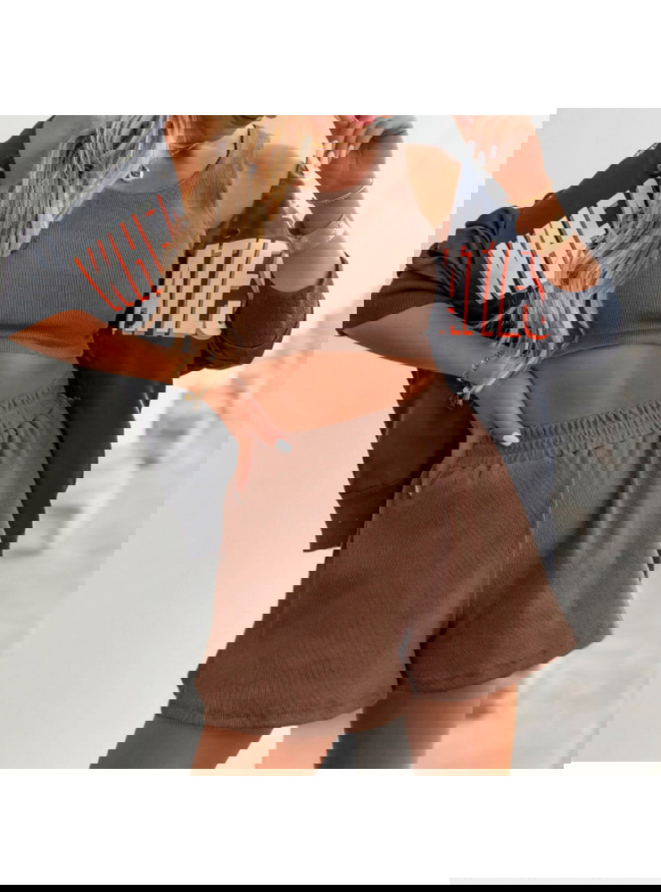 Prążkowany komplet top i spodenki...