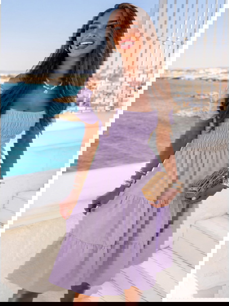 Liliowa sukienka midi typu... 2