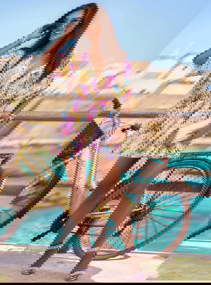 Wzorzysty kombinezon jak sukienka z...