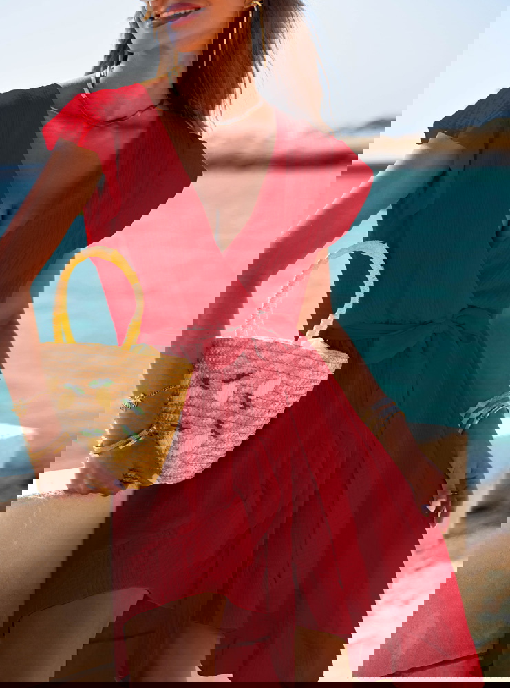 Malinowa muślinowa asymetryczna...