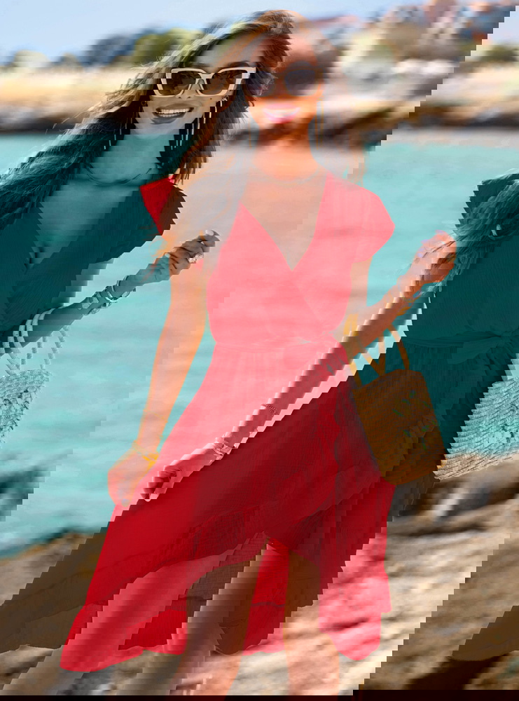 Malinowa muślinowa asymetryczna...