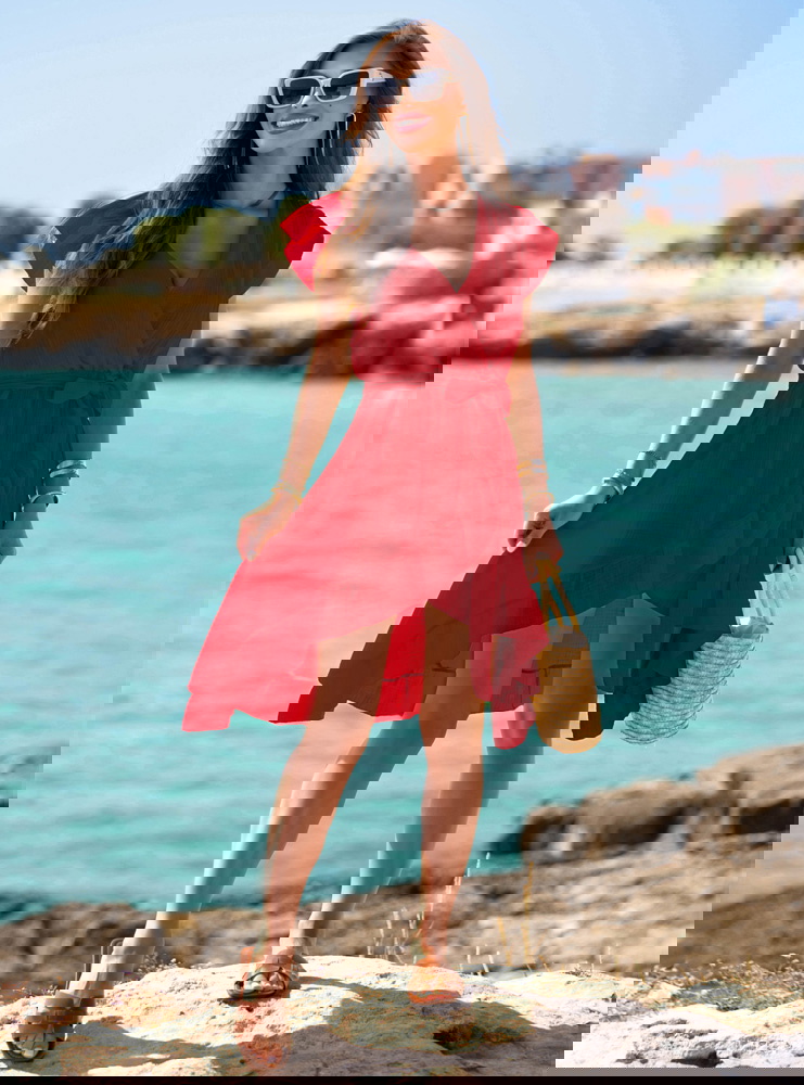 Malinowa muślinowa asymetryczna...