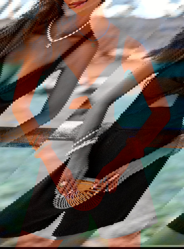 Czarny prążkowany kombinezon z...