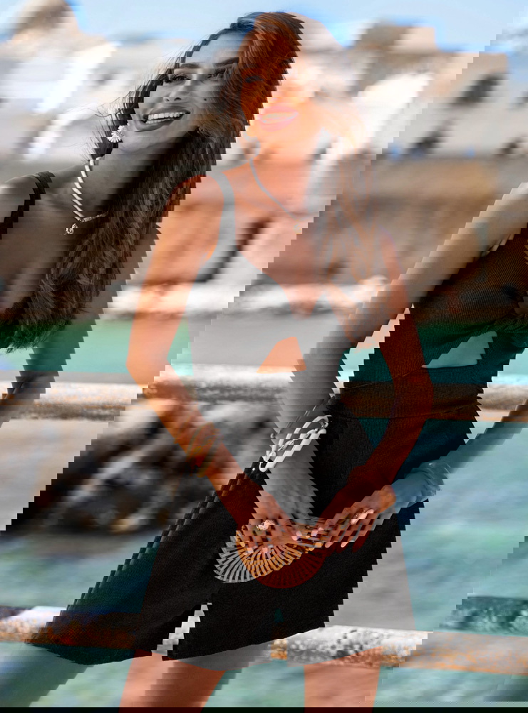 Czarny prążkowany kombinezon z...