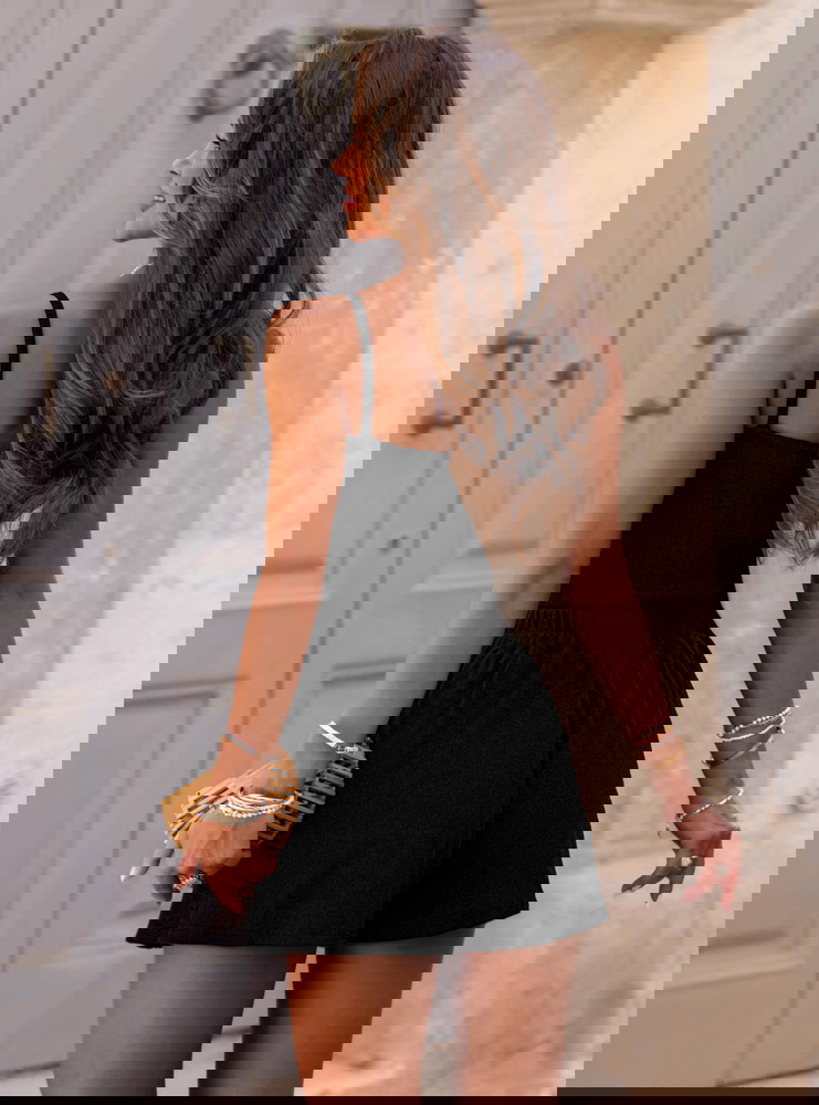 Czarny prążkowany komplet bluzka na...