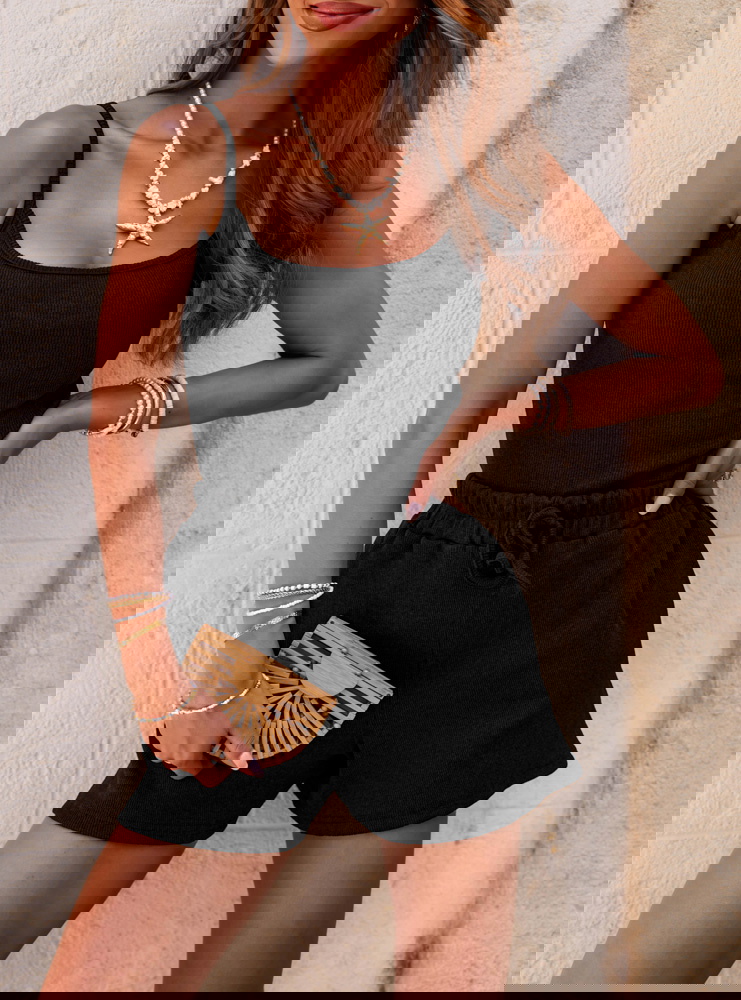 Czarny prążkowany komplet bluzka na...