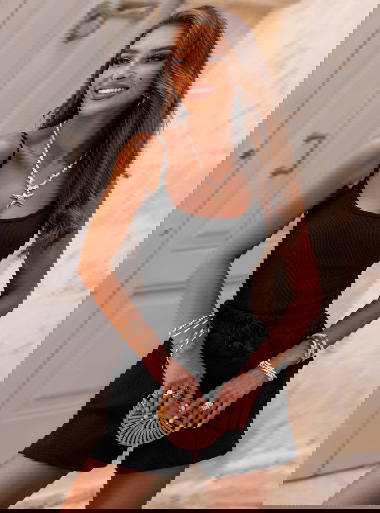 Czarny prążkowany komplet bluzka na...