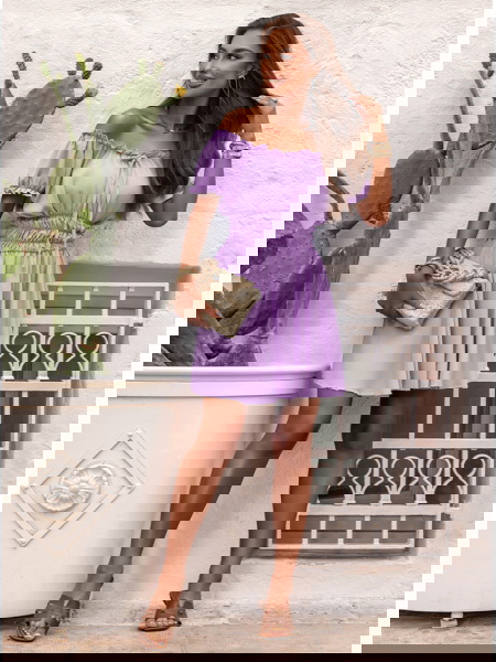 Liliowa sukienka mini typu... 2