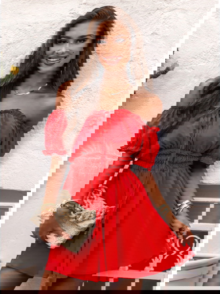 Malinowa sukienka mini typu... 2