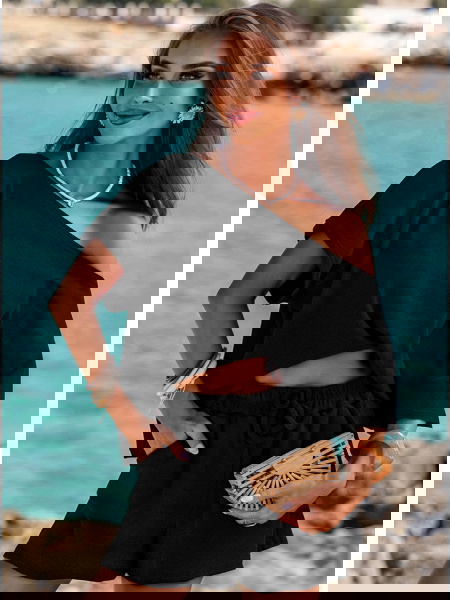 Czarny prążkowany komplet... 2