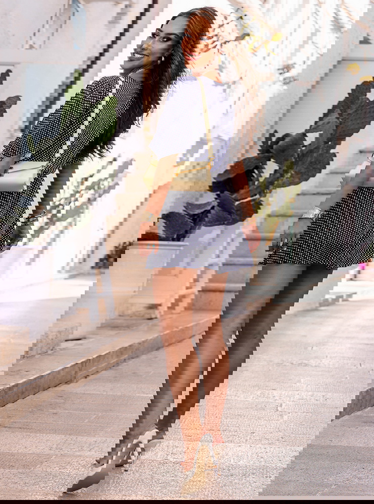 Wzorzysty kombinezon jak sukienka z...