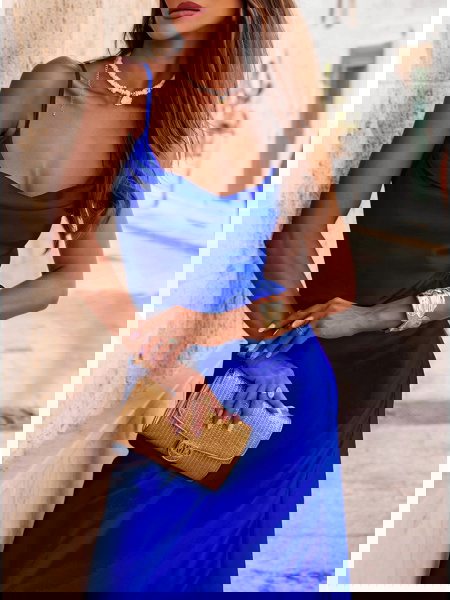 Chabrowa satynowa sukienka... 2