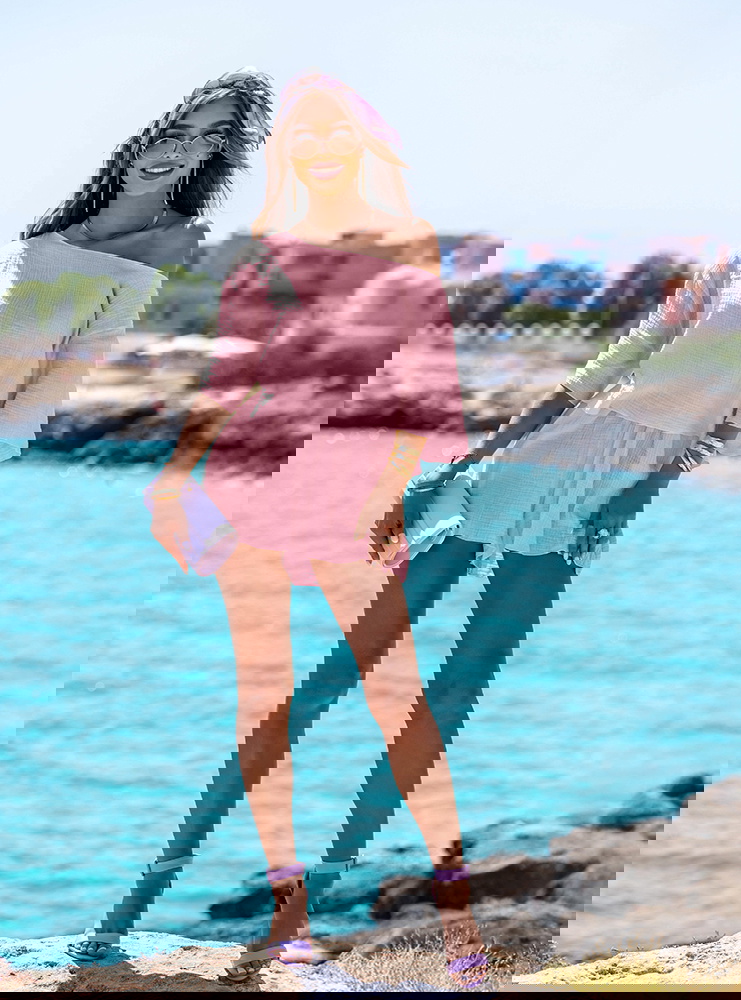 Pudrowy muślinowy komplet szorty i...