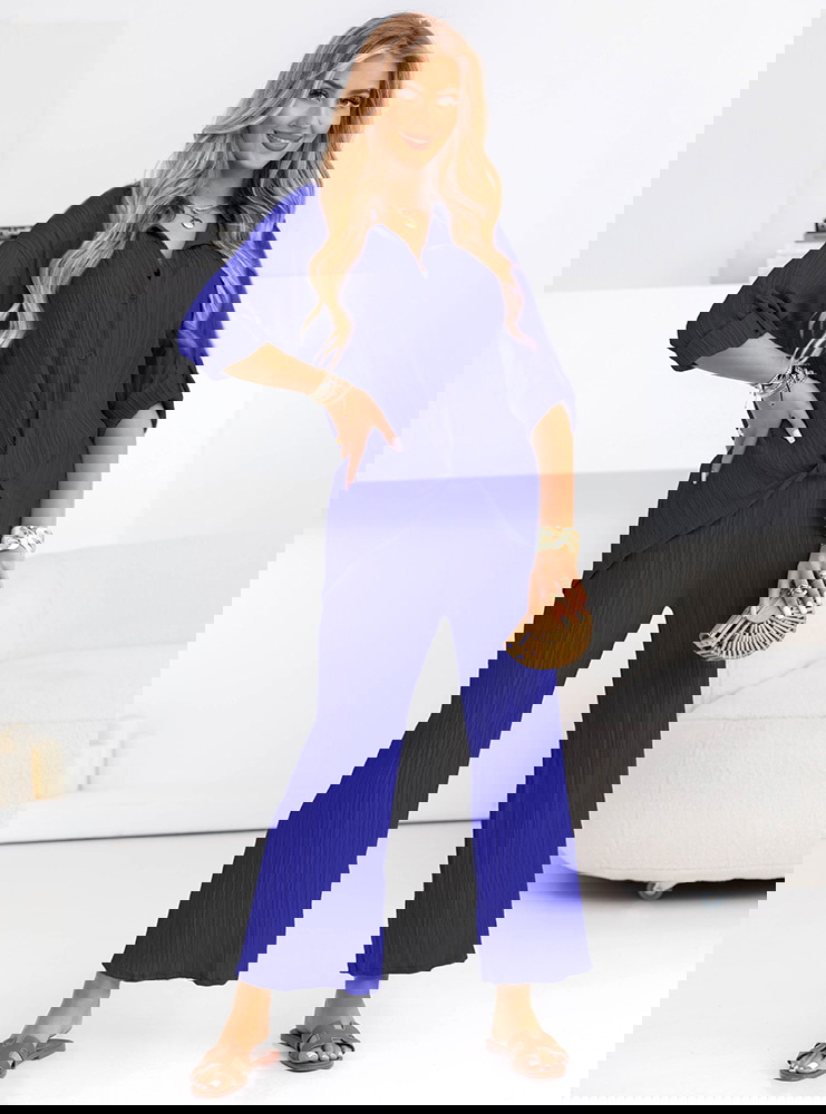 Chabrowy komplet koszula zapinana na...