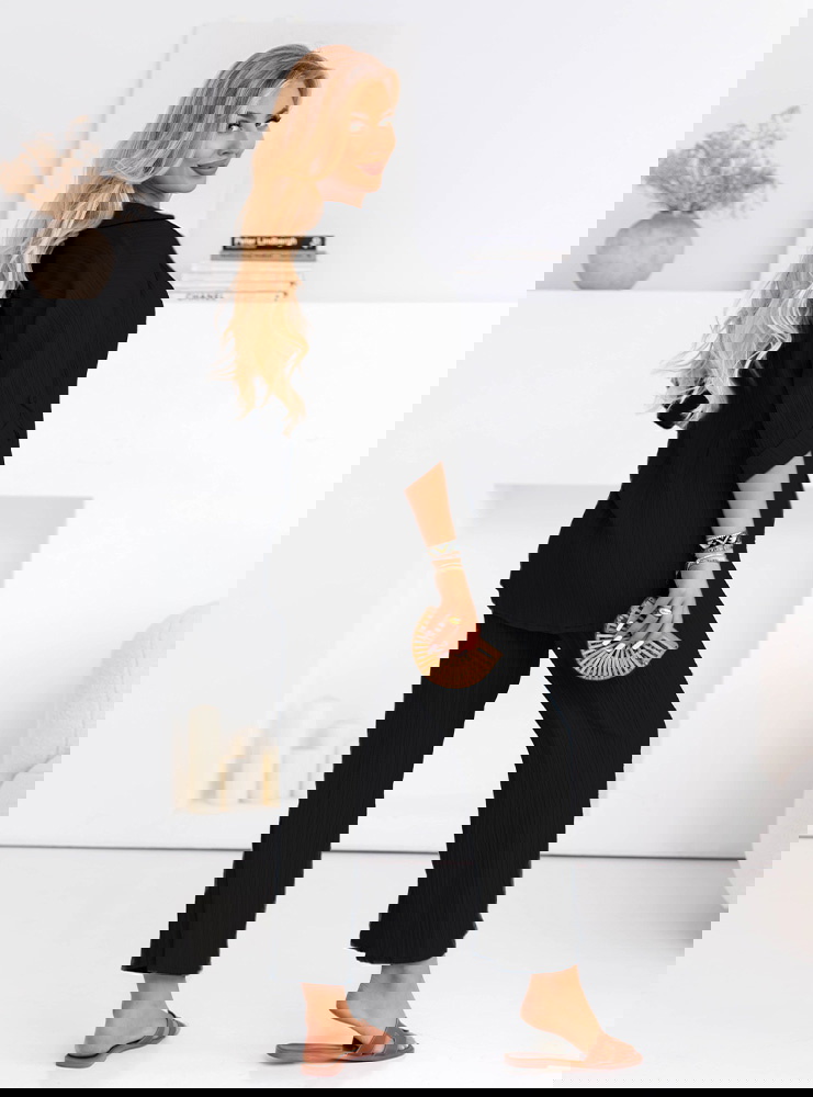 Czarny komplet koszula zapinana na...