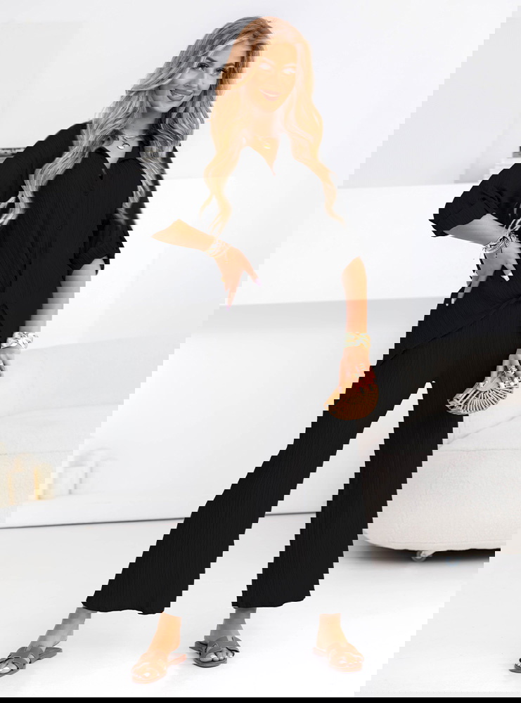 Czarny komplet koszula zapinana na...